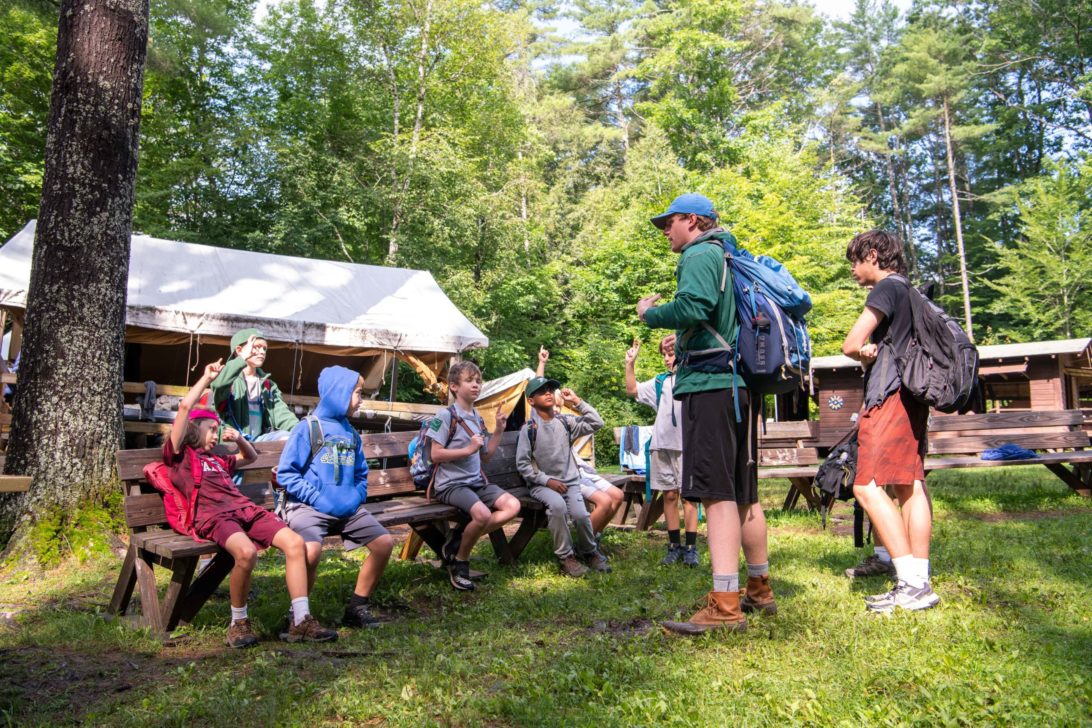 Campers about to go on a hike.