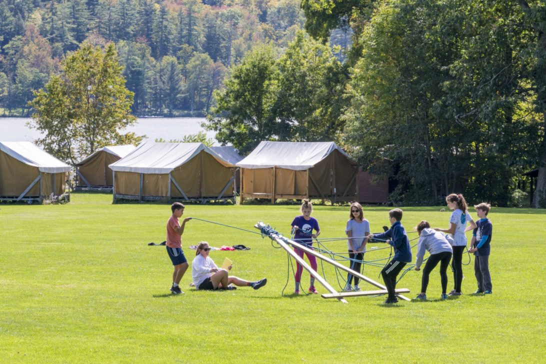 A Hulbert group doing a teambuilding activity.