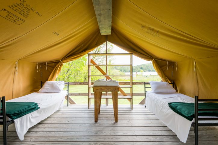 The inside of a Hulbert tent.