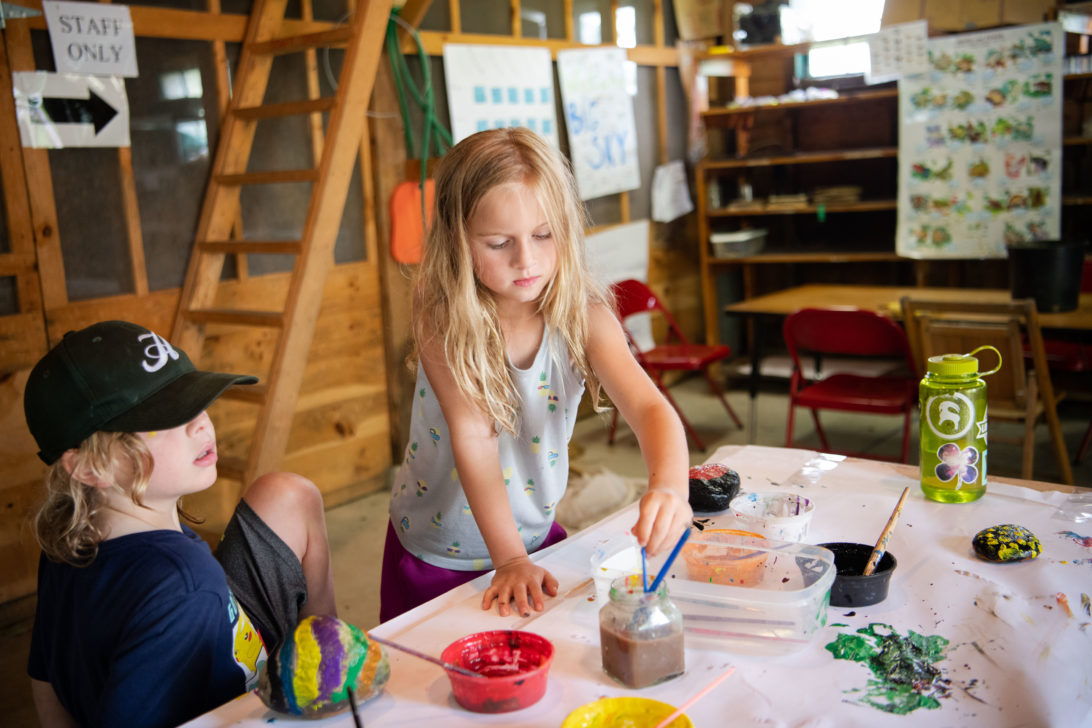 Two campers painting.