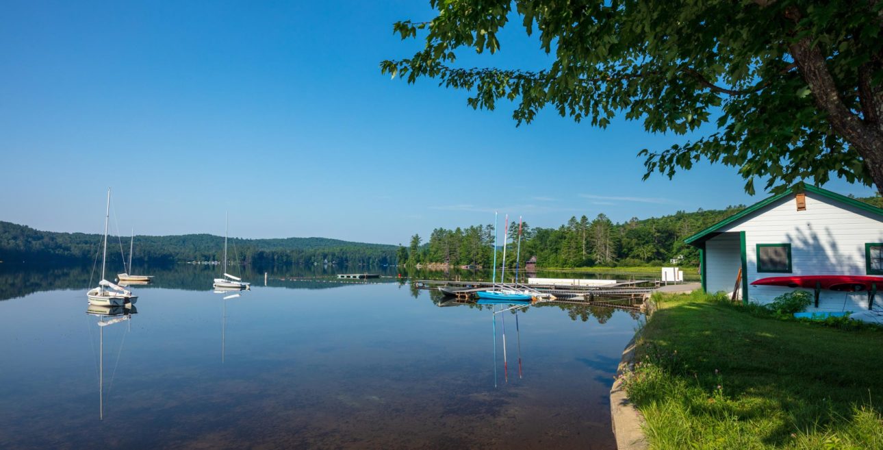 A lake with sailboats.