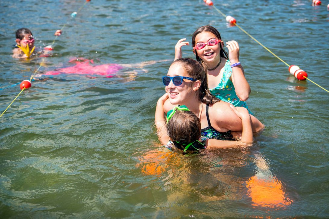 Campers swimming.